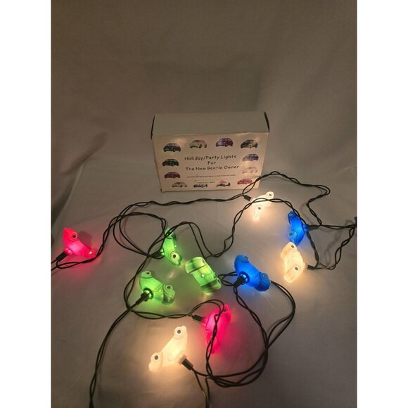 Holiday Indoor Party Lights Volkswagen Beetle Bug Shaped-Novelty-11 Ft 10 Lights - Picture 4 of 12